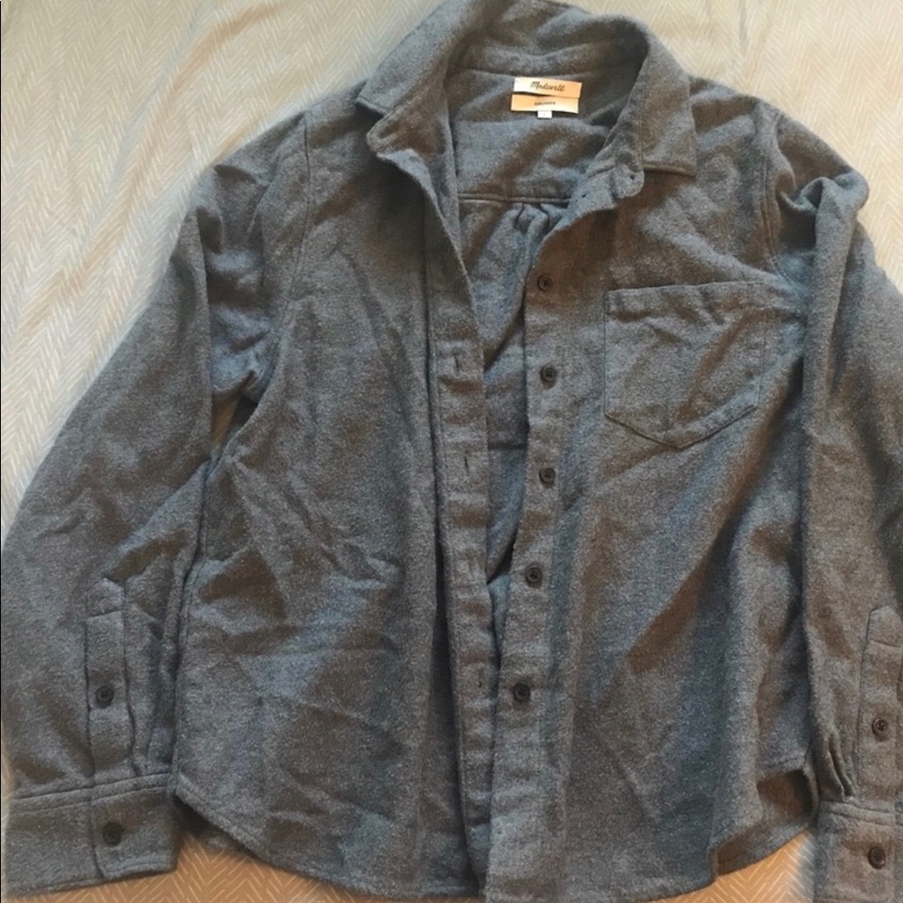 Madewell Gray Flannel Button-Up Shirt